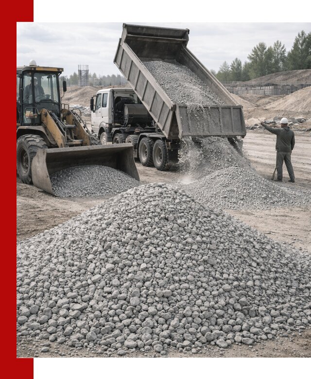Доставка известнякового щебня фр. 5–20 в Лесосибирске