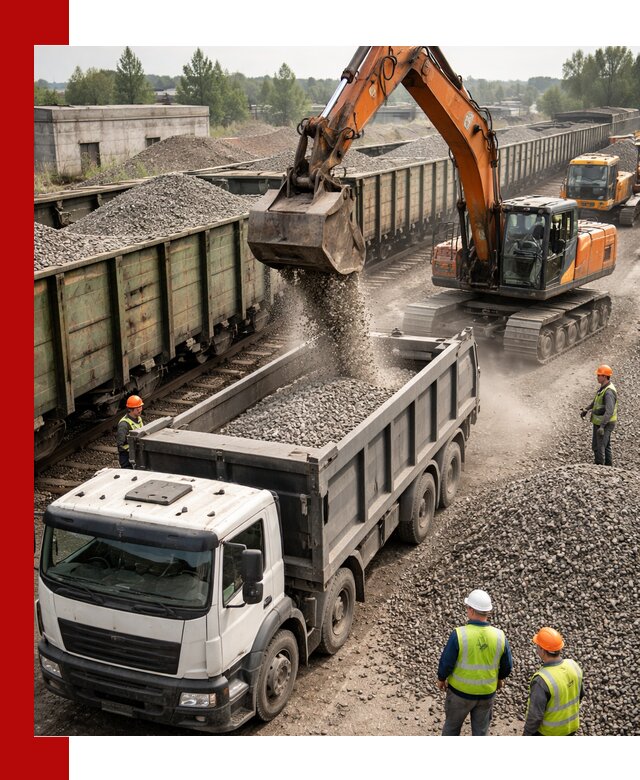 Железнодорожный щебень фракция 25–60 для поставок в Лесосибирске