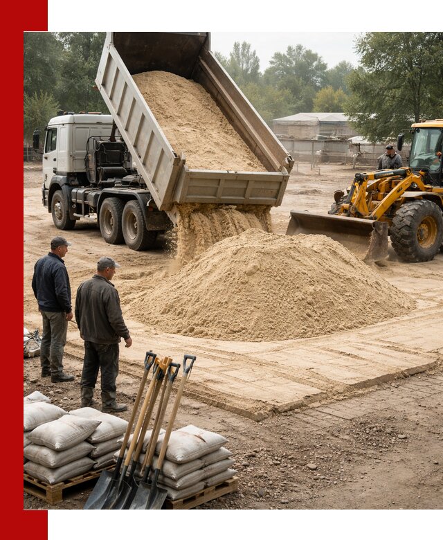 Доставка мытого песка в Лесосибирске с самосвалами по выгодной цене