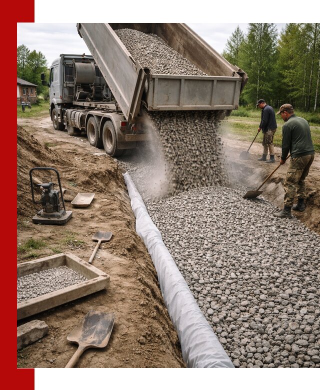 Гравий для дренажа с доставкой в Лесосибирске качественный и недорогой