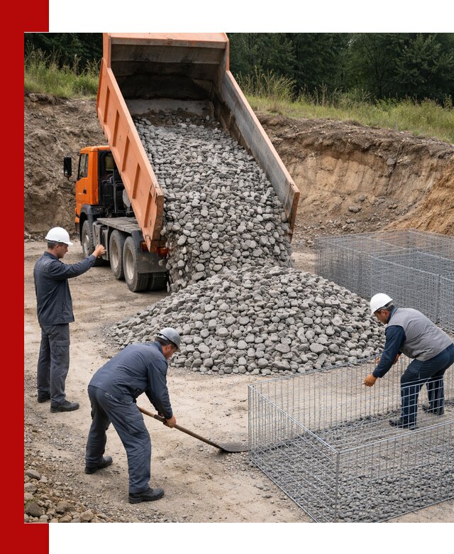 Камень для габионов с доставкой в Лесосибирске быстро и надёжно
