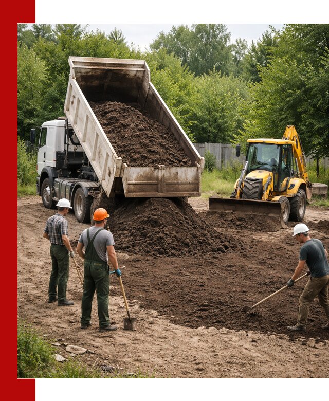 Доставка и укладка грунта для выравнивания участка в Лесосибирске