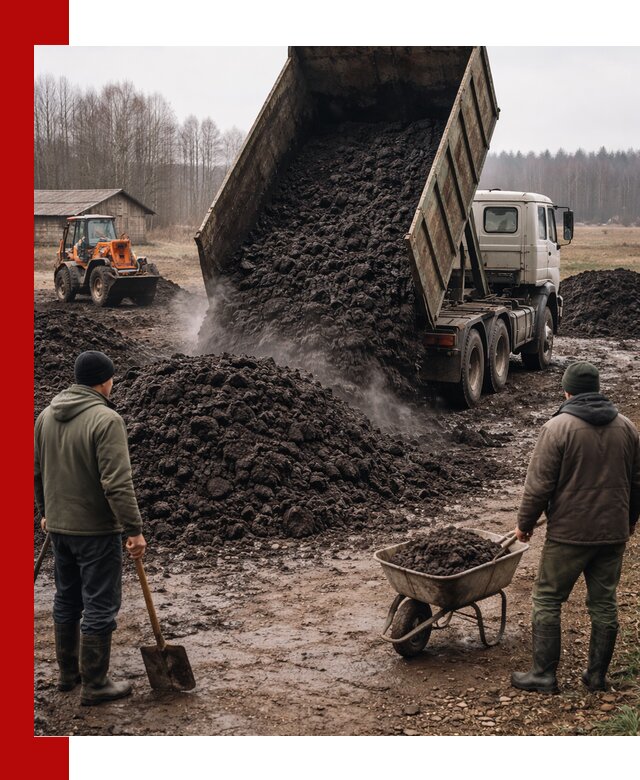 Доставка низинного торфа с разгрузкой и доставкой в Лесосибирске