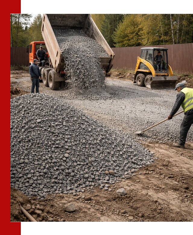 Отсыпка участка щебнем с доставкой и уплотнением в Лесосибирске